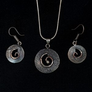 Conjunto Pendientes Colgante Espiral Redonda