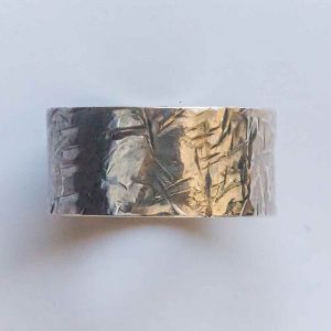 Bright Hammered and Scratched Ring