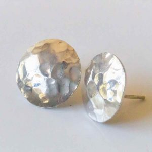 Circular Hammered Post Earrings