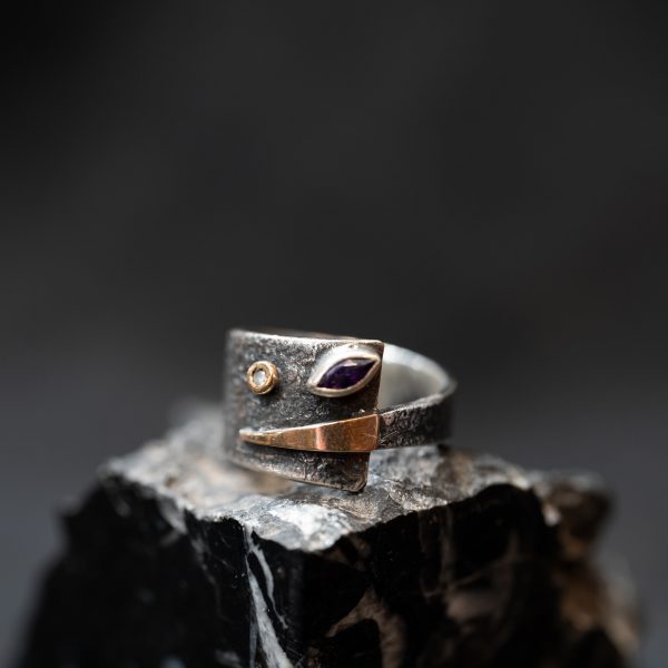 Anillo Brillante y Amatista